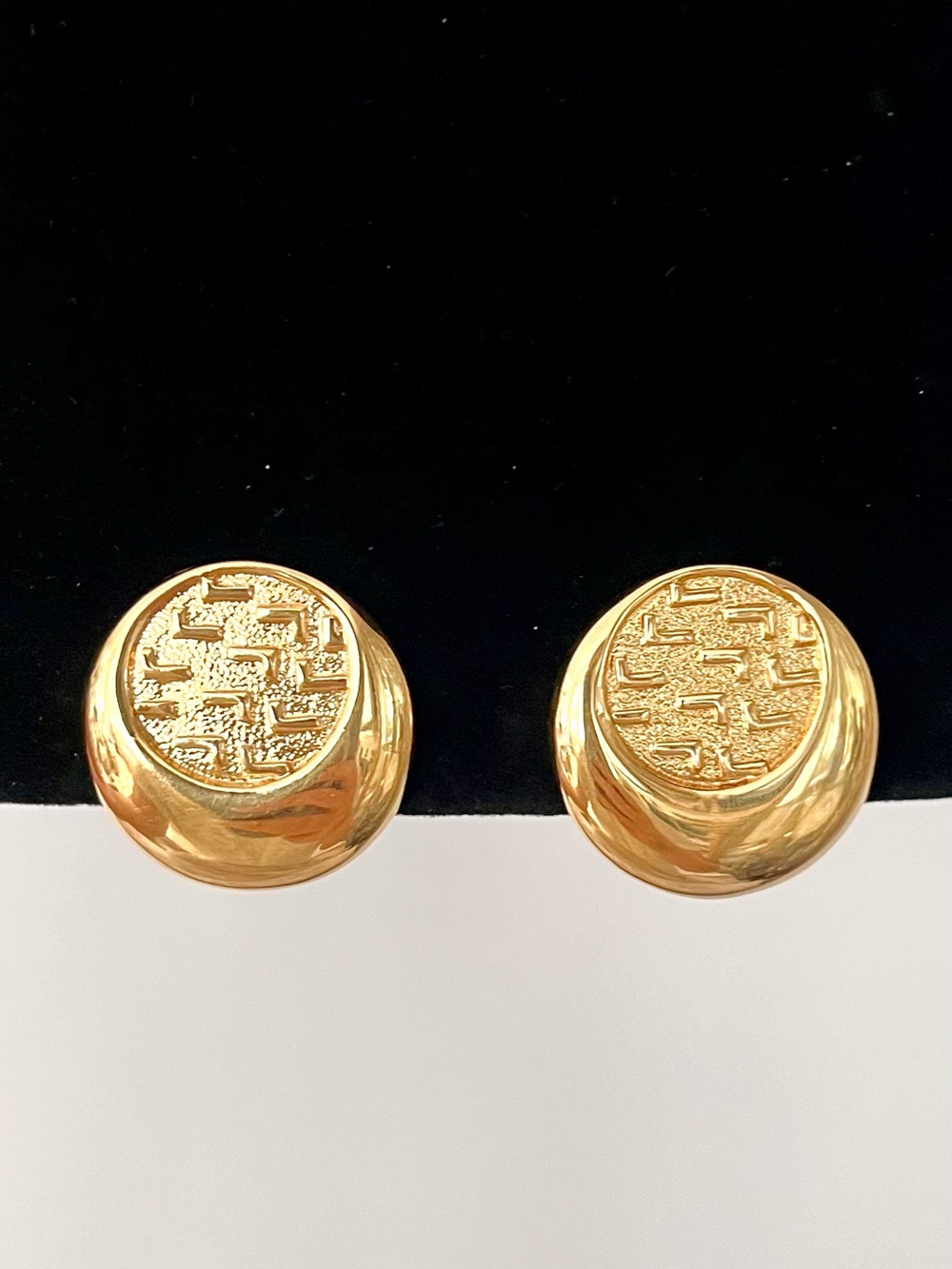 Vintage D'Orlan Gold Tone Textured Round Clip-On Earrings